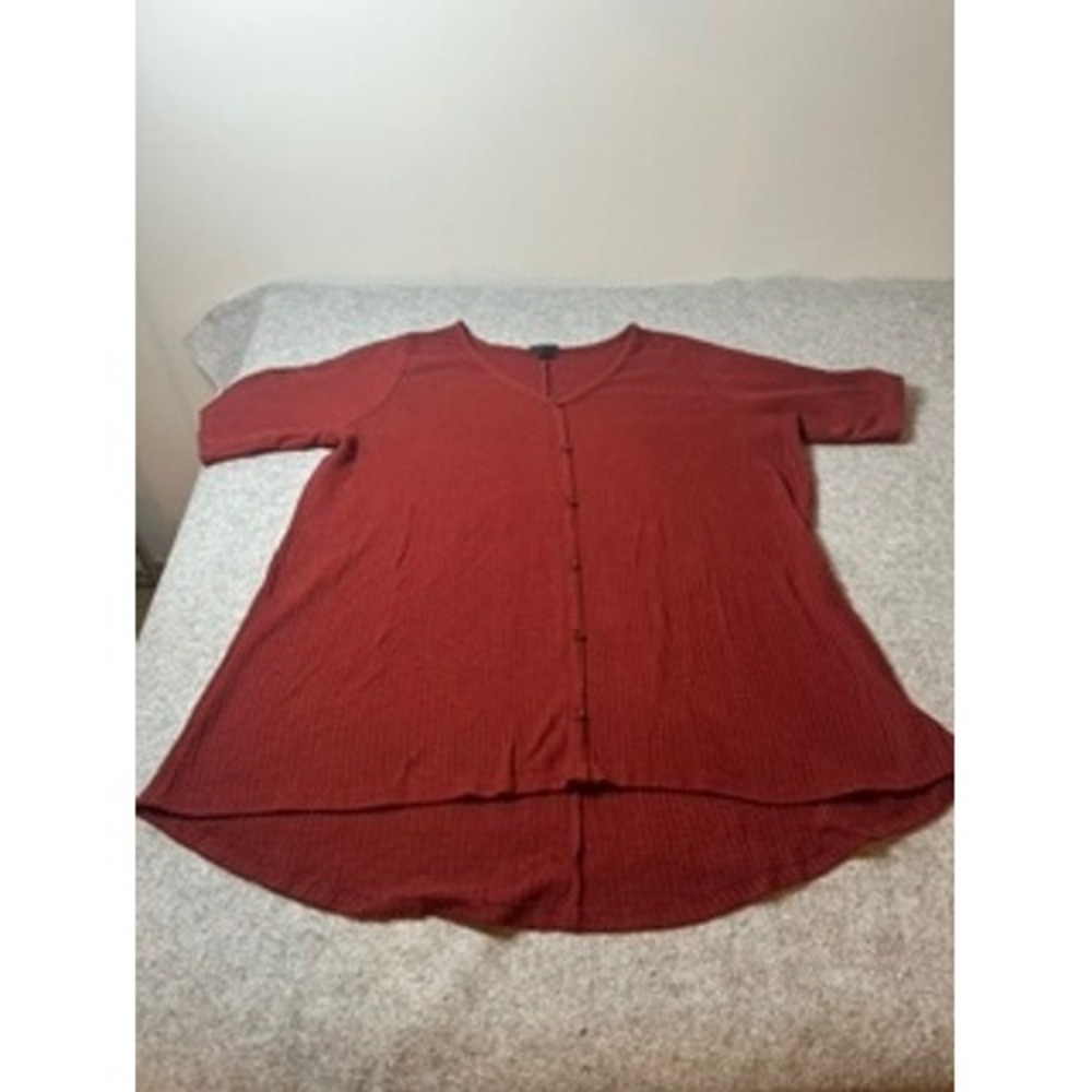 Torrid Womens Plus Size 3 Burgundy Waffle Knit V-Neck High-Low Tunic Top